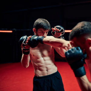 Cross im Sparring Kampf